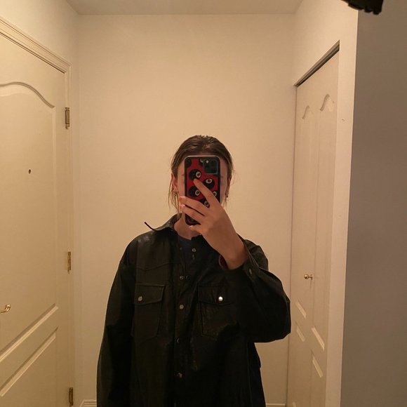 Faux Leather Shirt Jacket - Picture 4 of 5